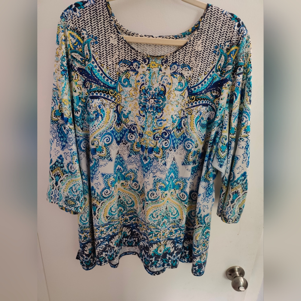 Allison Daley Blue Graphic Tunic Relaxed Fit
